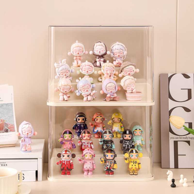 盲盒收纳展示盒防尘 手办小公仔摆件展示柜泡泡玛特防尘收纳盒