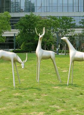 户外抽象鹿雕塑售楼部花园林房地产美陈玻璃钢动物景观鹿装饰摆件