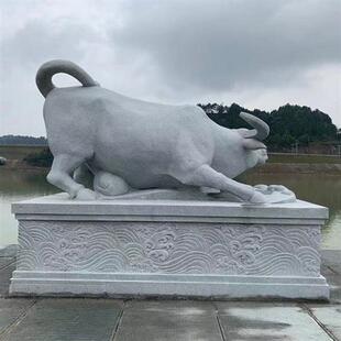 厂家石雕石牛雕塑摆件景区广场景观动物雕塑汉白玉耕田牛石雕雕塑