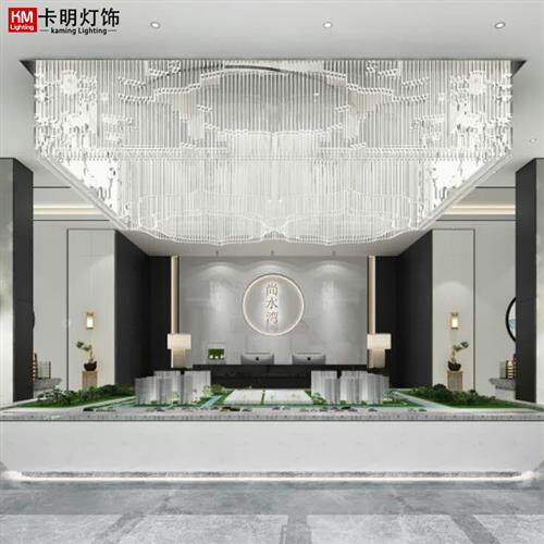 水晶灯商业大厦酒店会所大厅灯售楼中心沙盘吊灯非标工程灯具定做