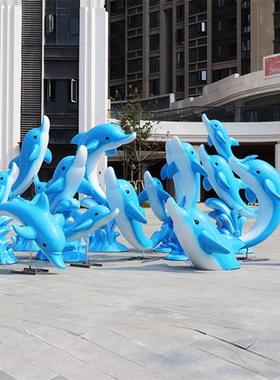 玻璃钢仿真海豚大型雕塑幼儿园房地产水池海洋餐厅公园装饰品摆件