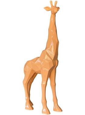 户外几何长颈鹿雕塑园林景观玻璃钢抽象块面动物装饰大型落地摆件