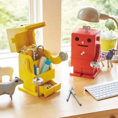 日式纯实木笔筒收纳盒抽屉式儿童桌面文具收纳储物柜办公卡通方形