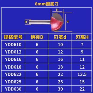 进口6mm圆底刀半圆球形球头花边刀雕刻机锣铣开槽刀具倒圆弧刀头