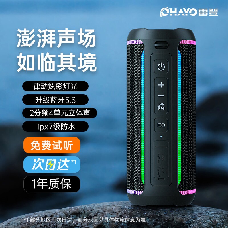雷登X30无线蓝牙音箱超重低音炮露营便携骑行音响插卡U盘户外爬山
