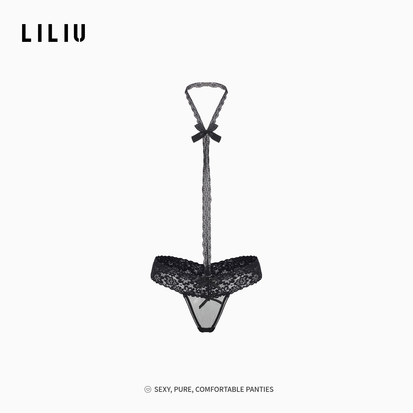 LILIU|性感挂脖蕾丝内裤女新款纯欲风御姐诱惑镂空低腰女士三角