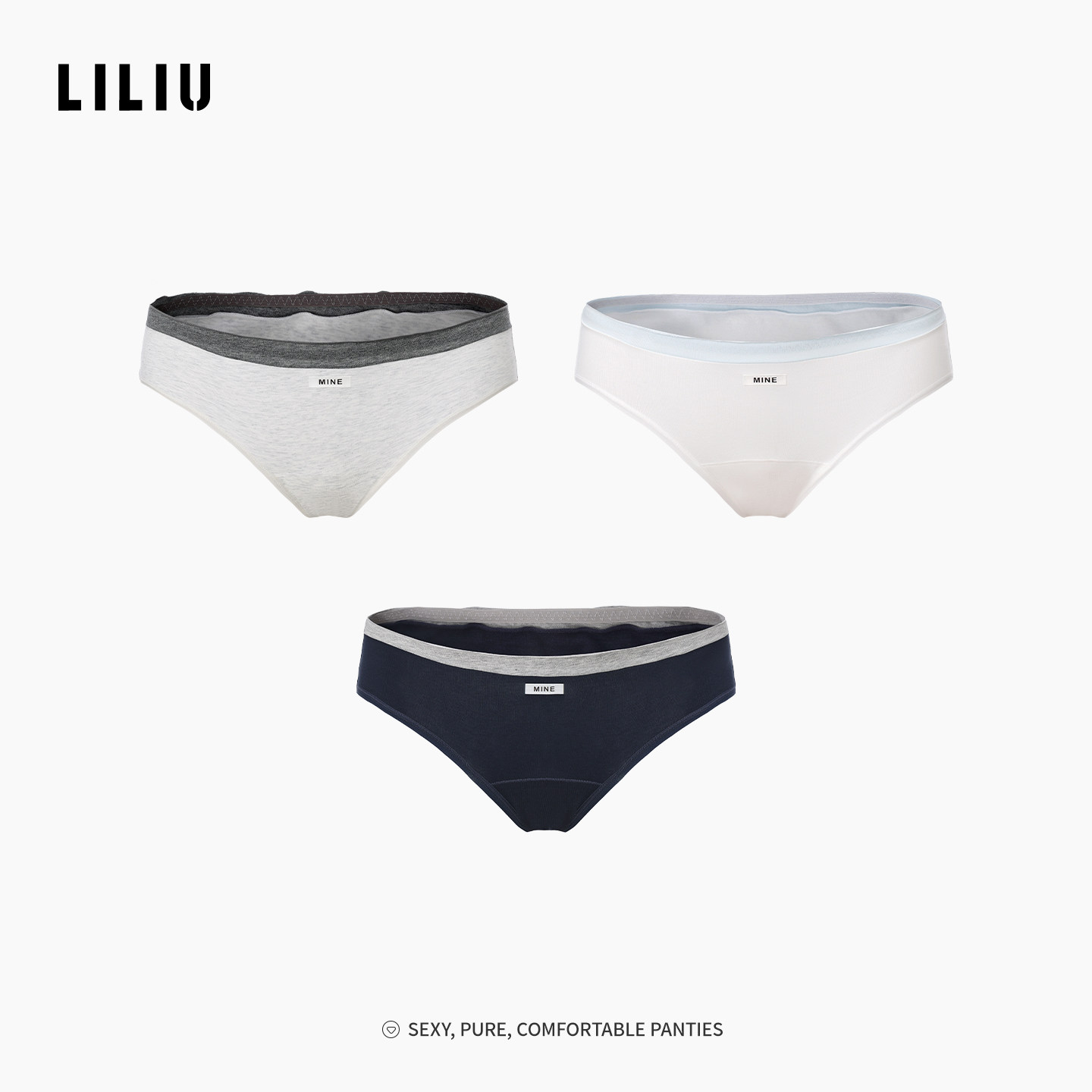LILIU纯欲少女内裤女简约MIU系高弹纯棉抑菌裆中低腰女士三角裤