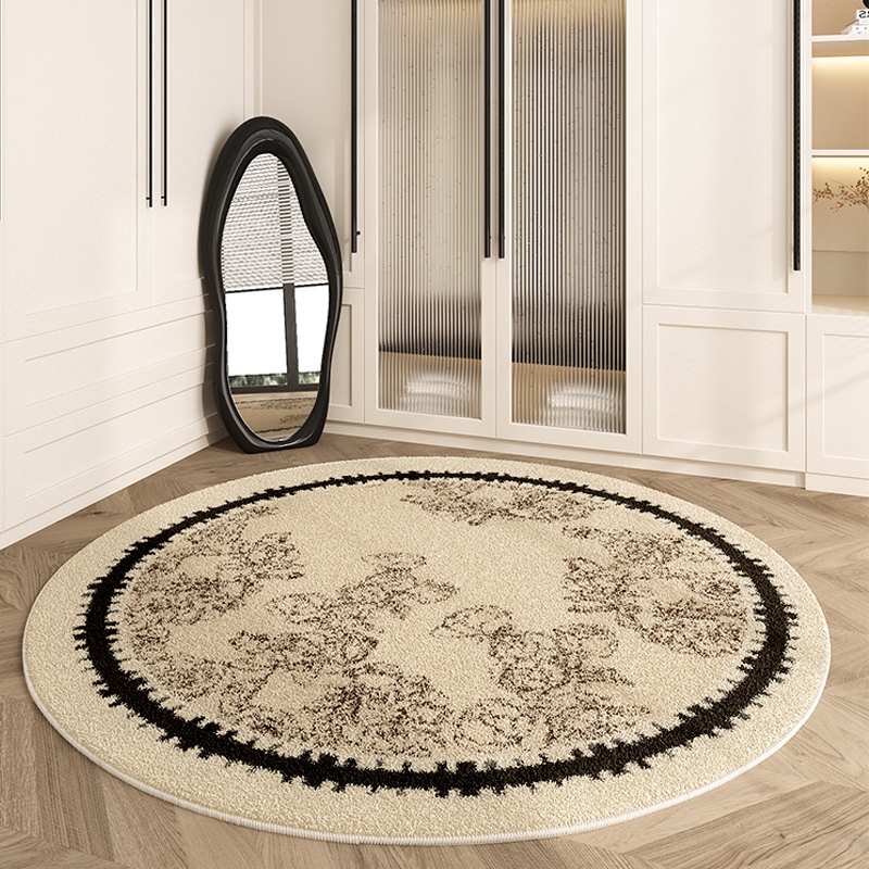 中古风法式衣帽间羊羔绒地毯冬季好打理全身镜梳妆台圆形隔音毛毯