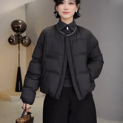 短款圆领羽绒服外套女冬季新款