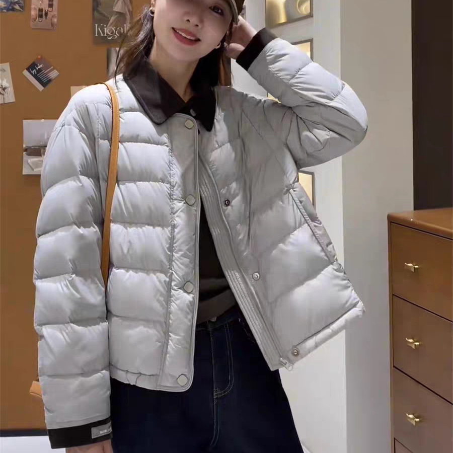 韩系撞色翻领羽绒服女冬季新款