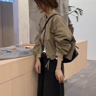 韩系工装立领棒球服外套女秋季