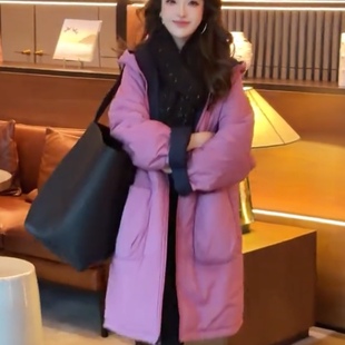 欧货双面穿连帽棉服女2025秋冬新款宽松显瘦百搭中长款棉衣外套潮