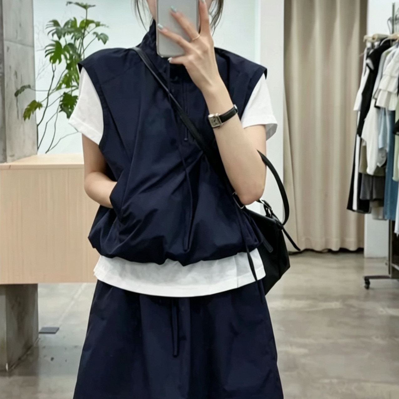 假两件短袖马甲+短裙两件套女夏图片