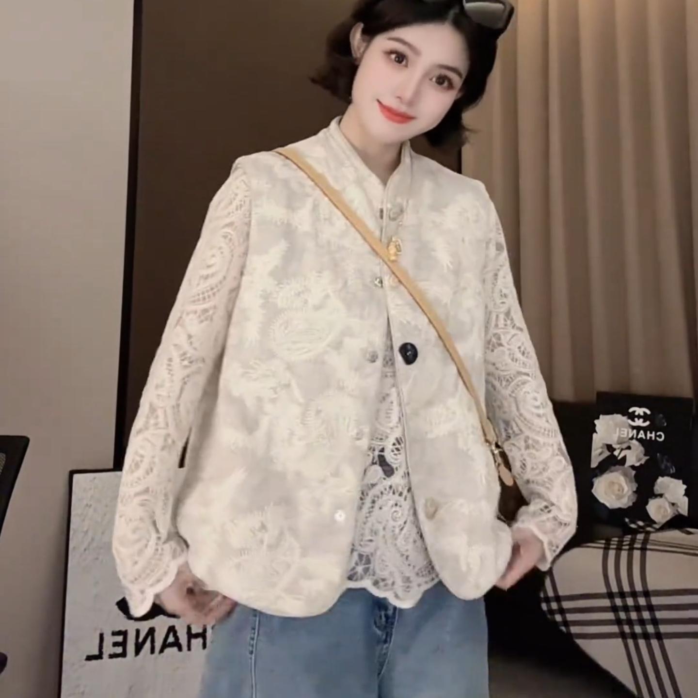 粉奈悦新中式国风重工提花马甲