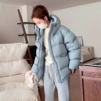连帽羽绒服女冬季2025新款宽松显瘦面包服休闲加厚保暖白鸭绒外套