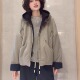 高级感连帽撞色拼接短款 棉服女2025秋冬新款 宽松显瘦百搭棉衣外套