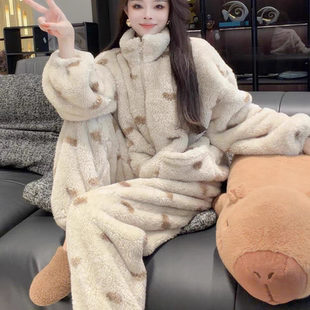 软糯加绒加厚保暖睡衣两件套 新款 双面珊瑚绒家居服套装 女2025冬季
