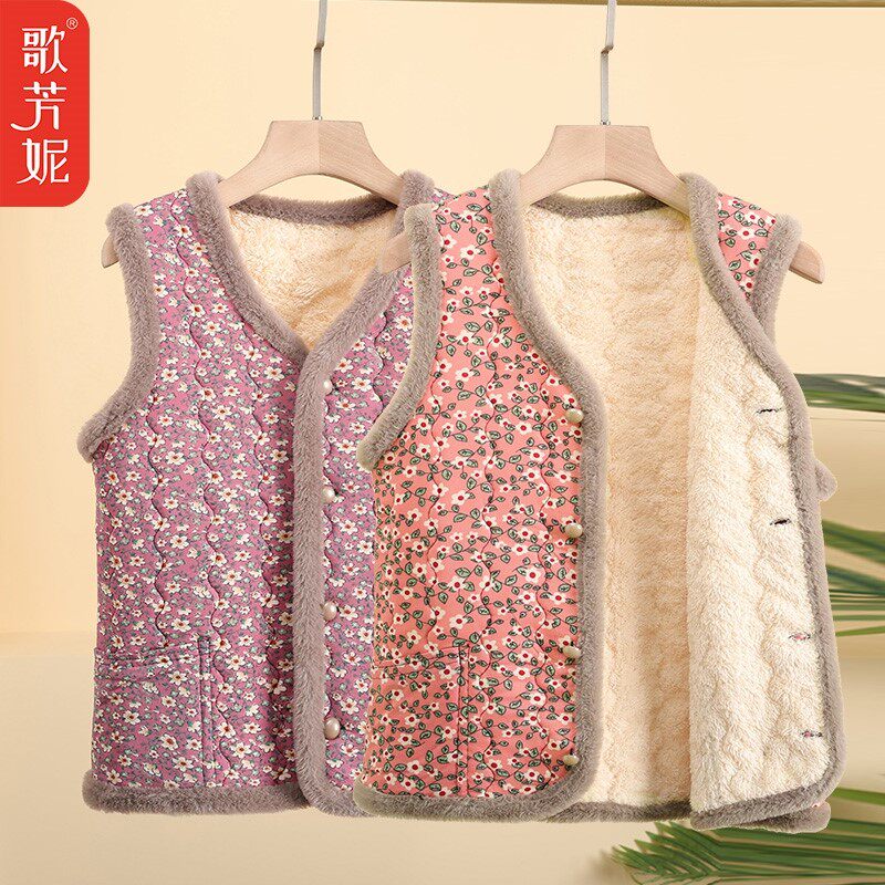 妈妈加绒加厚马甲棉衣外套秋冬装新款中年女装奶奶背心棉服中老年