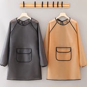 简约版 透明长袖 TPU围裙耐脏耐磨工作服防水防污罩衣家用做饭围腰