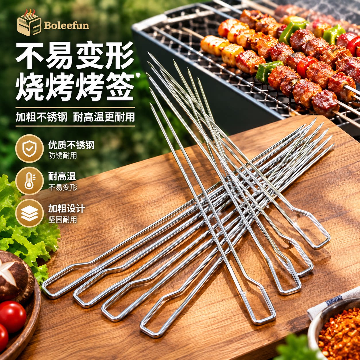 不锈钢户外烧烤签长签烤肉签