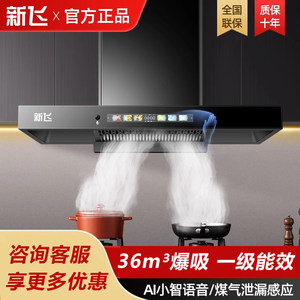 新飞T型油烟机家用大功率抽油烟机厨房顶吸式大吸力欧式吸油烟机