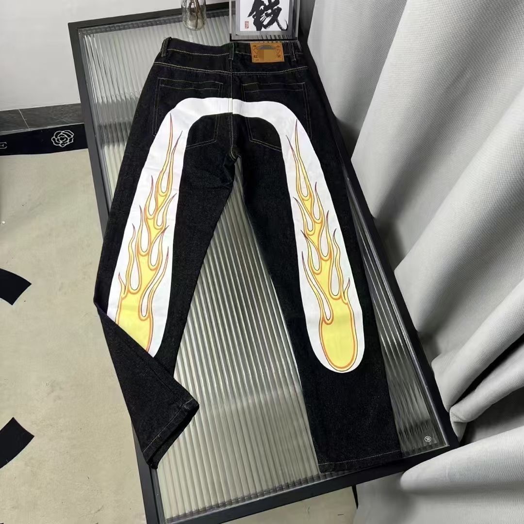 thumbnail for Popular Jeans 2025 Jacquard New Style Men&#039s Loose Embroidered Printed Fashion Casual Pants Straight-Leg Trendy Brand Men&#039s