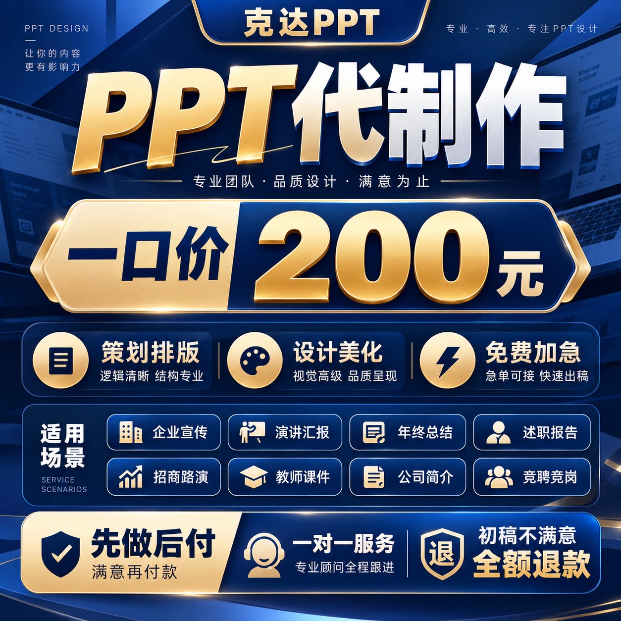 ppt制作设计代做定制美化帮做修改汇报课件述职年终总结排版原创