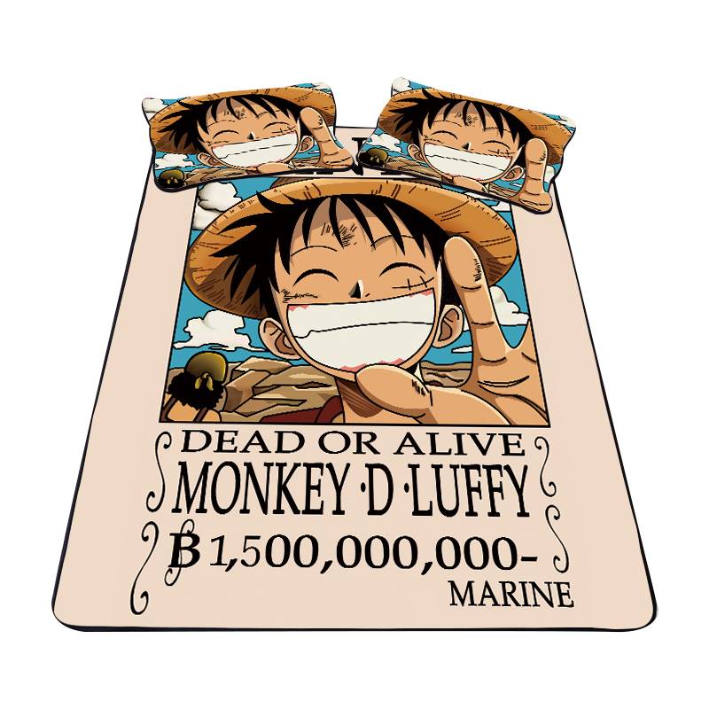 儿童卡通冰丝凉席三件套1.2m床学生宿舍单人海贼王路飞空调软席子