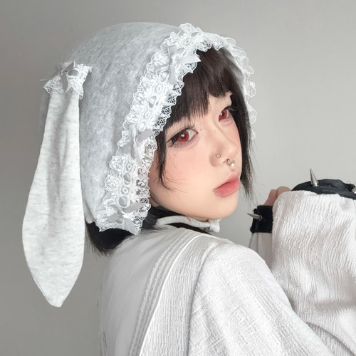 甜美Lolita蕾丝兔耳包头帽子
