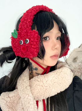 甜美苹果安克拉红色耳暖冬季绑带防寒护耳耳罩女可爱保暖耳捂子萌