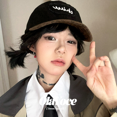 韩版复古豹纹拼色鸭舌帽