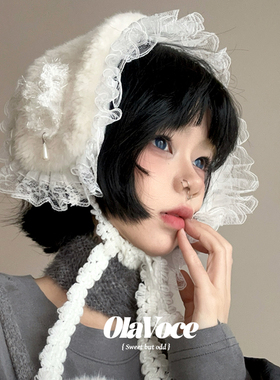 日系软萌少女蕾丝边保暖护耳耳暖学生保暖防寒绑带耳罩冬户外耳包