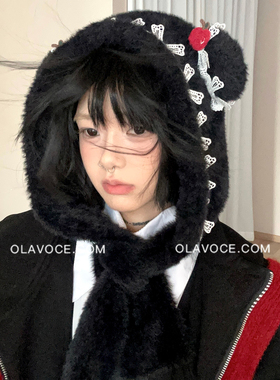 可爱小熊耳朵毛绒帽子女秋冬保暖护耳雷锋帽甜美少女显脸小帽子