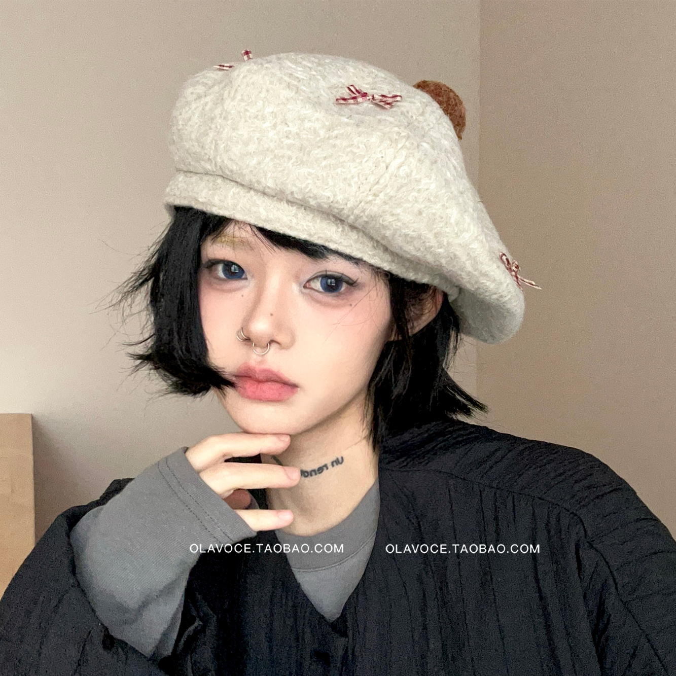 日系文艺复古显脸小帽子