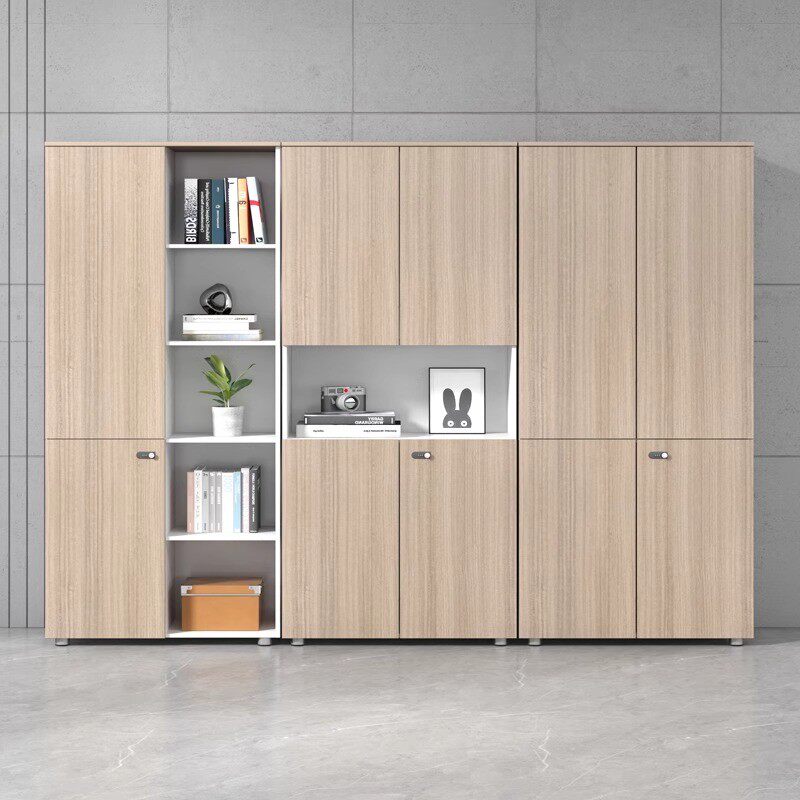 办公室衣柜书柜组合板式木质资料档案柜子家具老板背景带锁文件柜