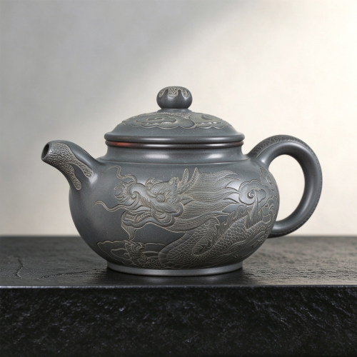 【大师孤品】钦州坭兴陶蓝龙掇只壶 手工高端泡茶壶原矿非遗茶器