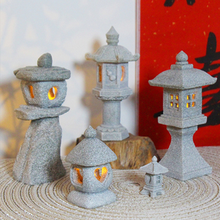 石灯微观造景摆件枯山水日式 饰小亭子古风灯石灯笼 园艺盆景鱼缸装
