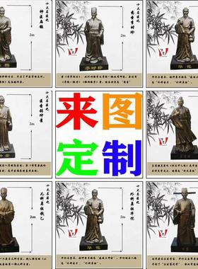 玻璃钢仿铜十大名医雕塑名医半身像扁鹊张仲景华佗胸像中医馆摆件