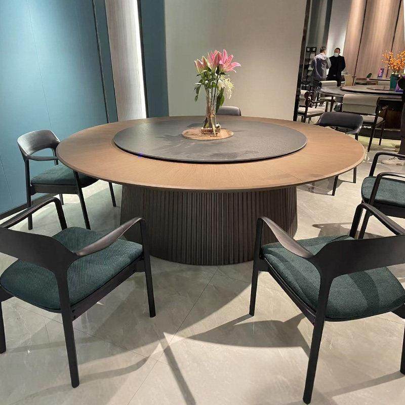 新中式酒店电动餐桌岩板转盘20人大圆桌椅火锅桌会所包厢2米圆桌,商业/办公家具,酒店桌椅,淘宝优惠券,粉丝福利购,淘宝优惠卷