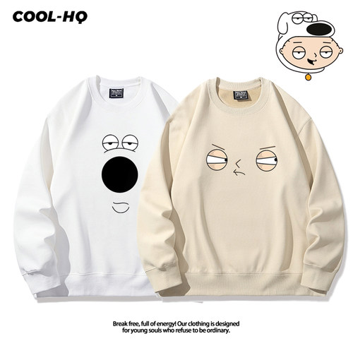 Familyguy恶搞之家饺子布莱恩狗饺周边圆领卫衣男女薄款宽松上衣