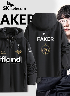 T1战队skt队服FAKER同款红色冲锋衣夹克外套S13总决赛薄款衣服潮