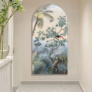 异国情调热带植动物客厅沙发落地画半圆无框走廊过道玄关装 饰画
