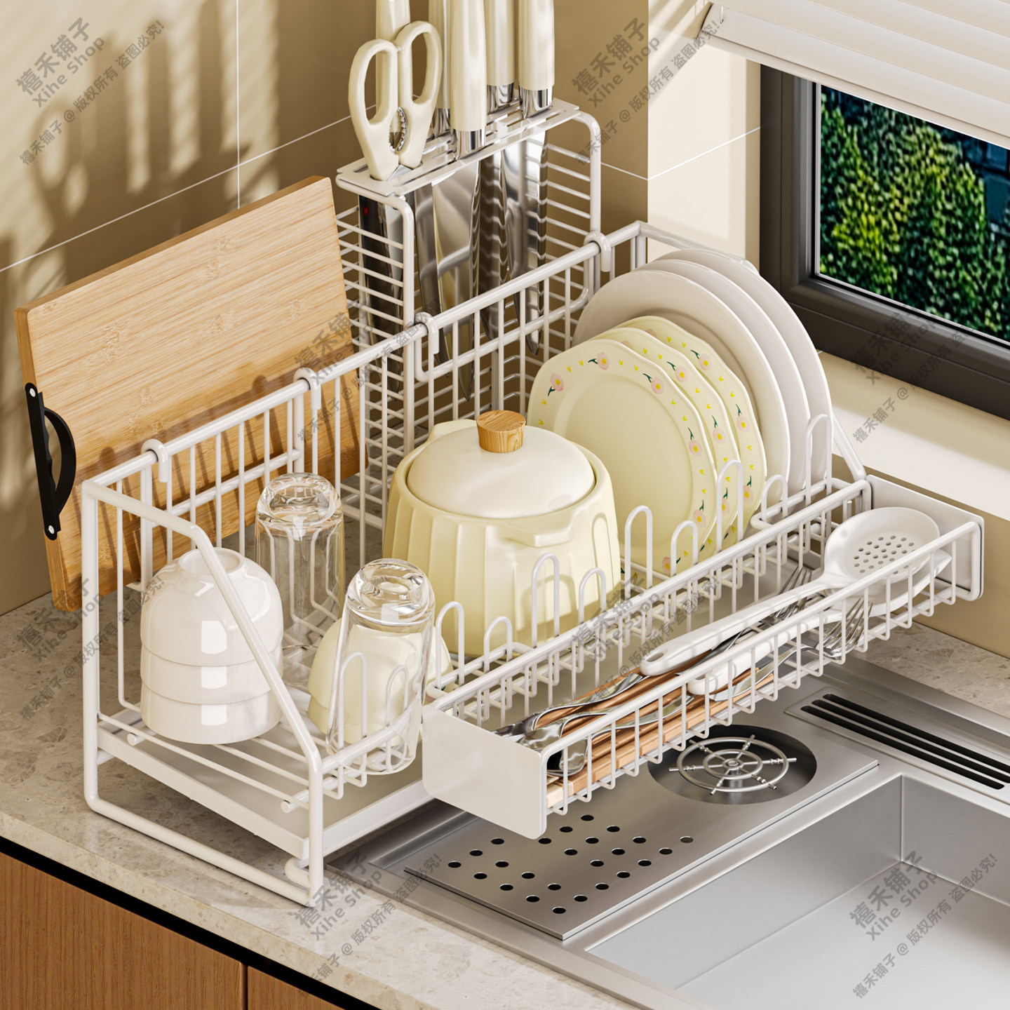 厨房碗碟收纳架沥水碗架厨房置物架碗盘碗筷放碗盘子沥水篮大容量,厨房/烹饪用具,碗架,淘宝优惠券,粉丝福利购,淘宝优惠卷