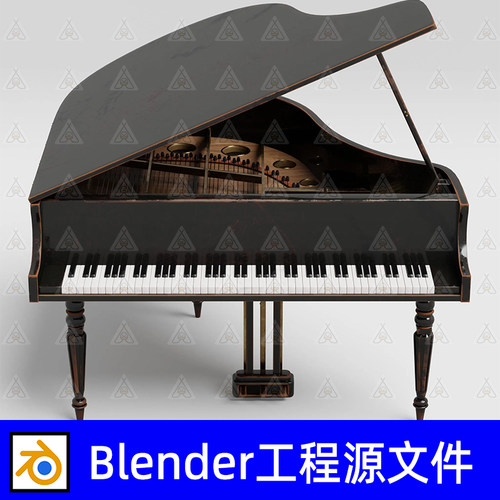 blender三角钢琴三维模型3d建模素材文件