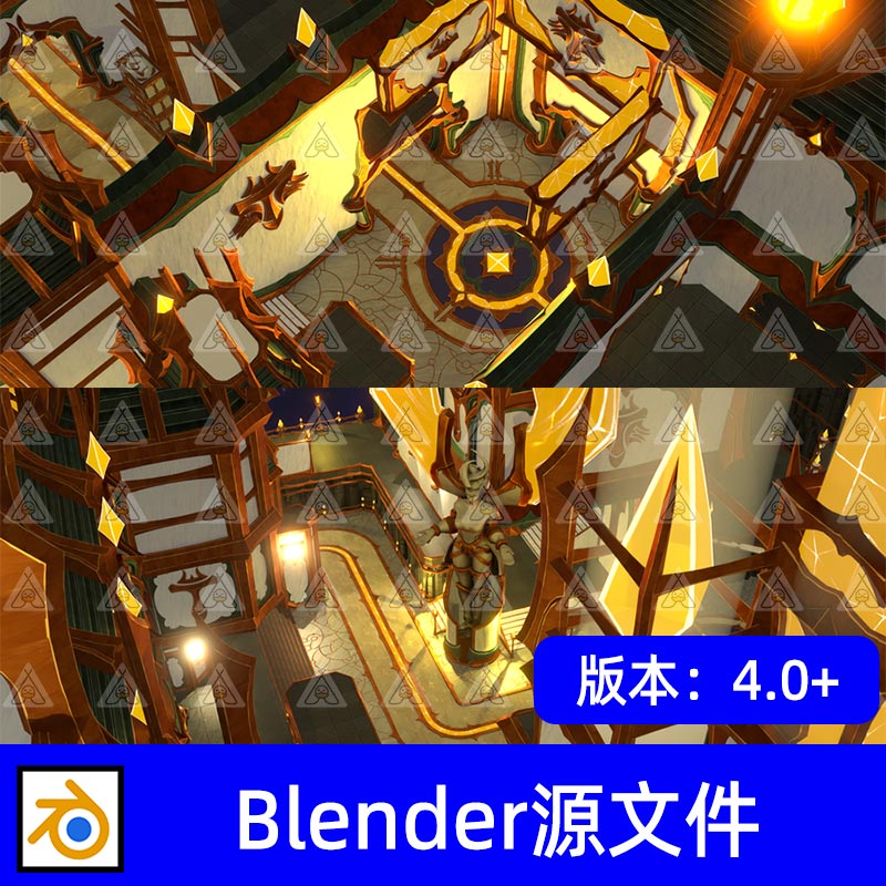 Blender圣骑士熔岩圣殿堂欧式奇幻精灵神殿游戏场景3D模型素材 - 实物图