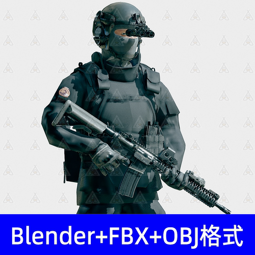Blender朋克战士军人S.W.A.T. Operator3d模型fbx obj