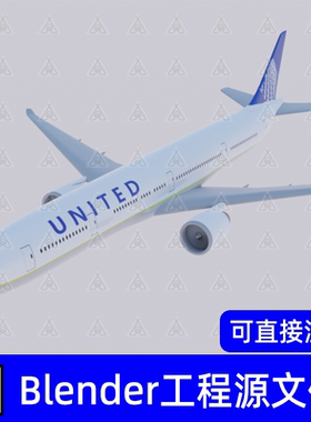 波音777飞机客机3D模型Blender飞机素材