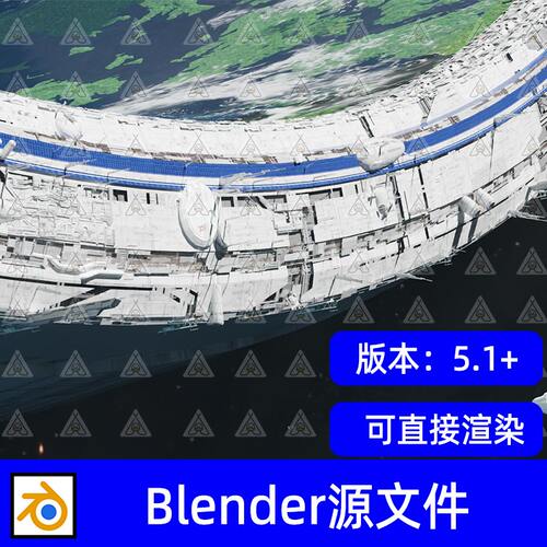 Blender科幻太空巨型环形世界空间站3D模型工程源文件