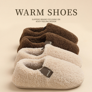 棉拖鞋女款2026新款冬季包跟室内家居防滑厚底静音保暖加绒毛棉鞋