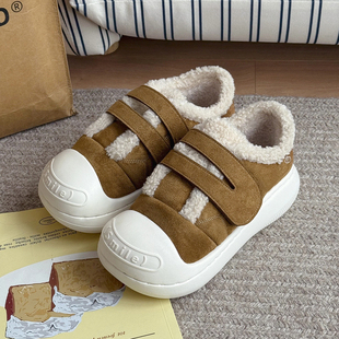 魔术贴棉拖鞋女款2026新款冬季室内家居厚底防滑加绒保暖棉鞋女士